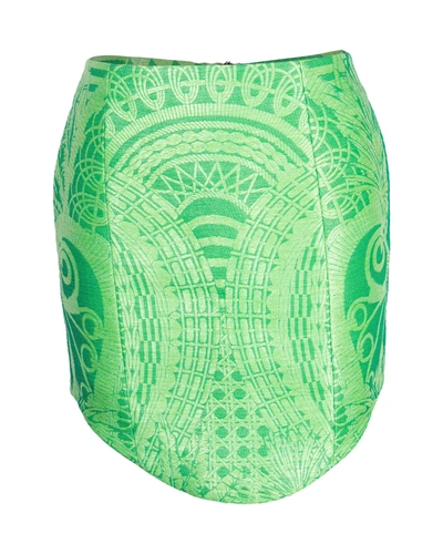 Shop Balmain Jacquard Mini Pencil Skirt In Green Polyamide