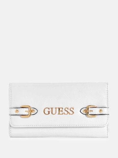 Shop Guess Factory Dementri Slim Clutch Wallet In White