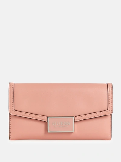 Shop Guess Factory Stacy Slim Clutch Wallet In Pink