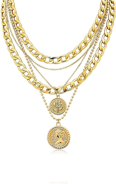 Liv Oliver 18k Gold Multi Layer Coin Chain Necklace In Gold