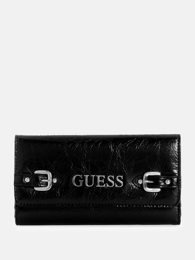 Shop Guess Factory Dementri Slim Clutch Wallet In Black