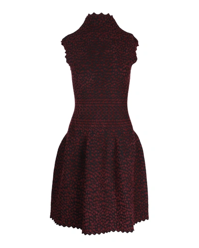 Shop Alaïa Alaia Spotted Fit-and-flare Dress In Burgundy Viscose In Red