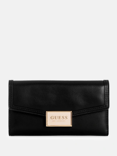 Shop Guess Factory Stacy Slim Clutch Wallet In Black
