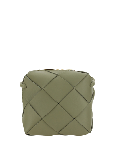 Shop Bottega Veneta Mini Cassette Shoulder Bag In Travertine/gold
