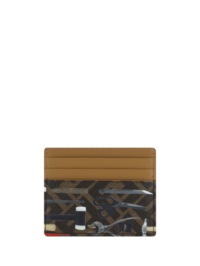 Shop Fendi Card Holder In Tbmr/mlc+sand+p
