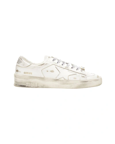 Shop Golden Goose Gg/afg Stardan Distressed White Low Top Sneaker Eu38