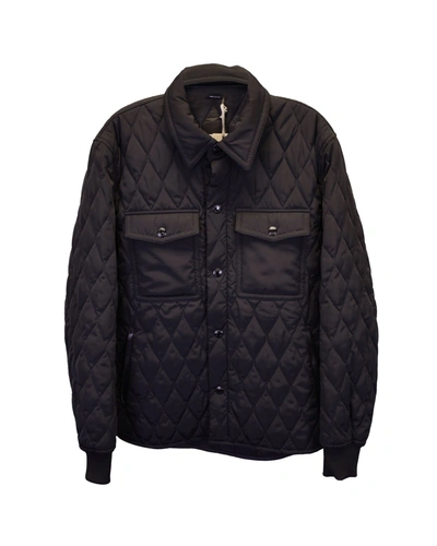 Shop Tom Ford Leather-trimmed Quilted Shell Jacket In Black Polyester