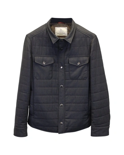 Shop Brunello Cucinelli Slim-fit Quilted Shell Shirt Jacket In Grey Nylon