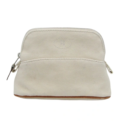 Shop Hermes Bolide Cotton Clutch Bag () In White