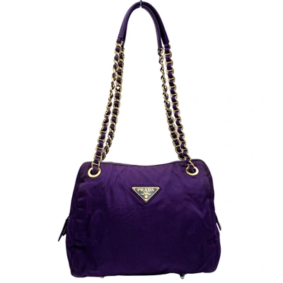 Shop Prada Tessuto Synthetic Shoulder Bag () In Purple