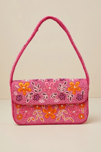 Lulus Bold Accent Hot Pink Multi Beaded Shoulder Bag In Hot Pink