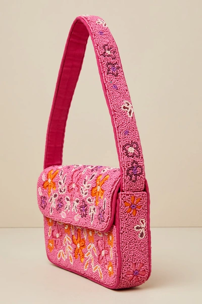 Lulus Bold Accent Hot Pink Multi Beaded Shoulder Bag In Hot Pink