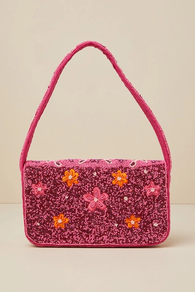 Lulus Bold Accent Hot Pink Multi Beaded Shoulder Bag In Hot Pink