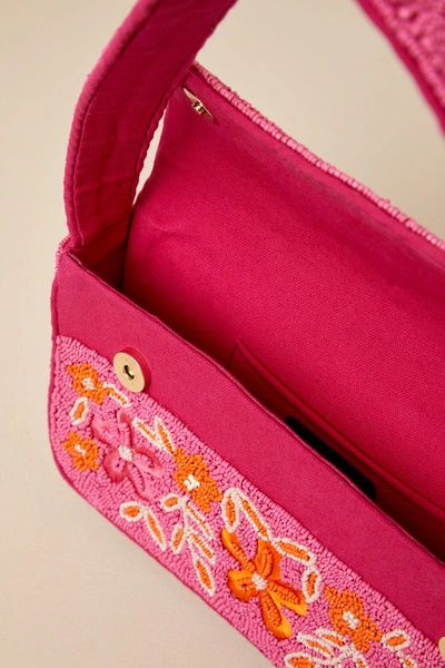 Lulus Bold Accent Hot Pink Multi Beaded Shoulder Bag In Hot Pink
