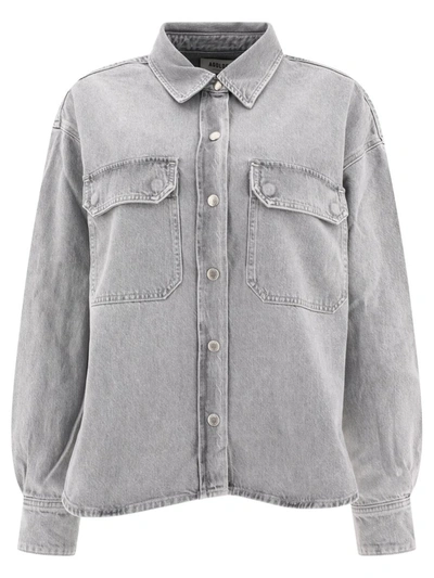 Shop Agolde "gwen" Denim Shirt In Grey