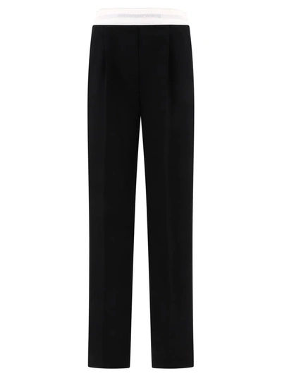 Shop Alexander Wang Tailored Trousers With Logo At The Waist In Black