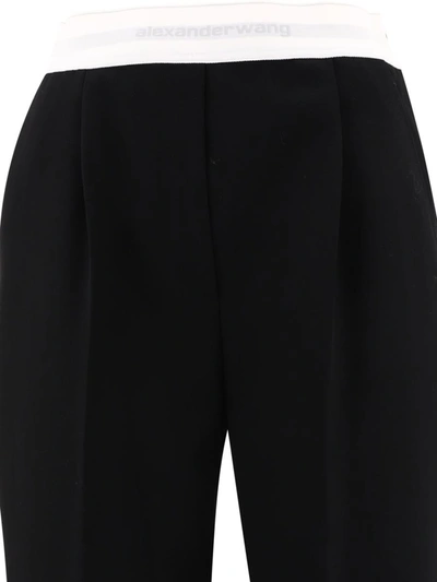 Shop Alexander Wang Tailored Trousers With Logo At The Waist In Black