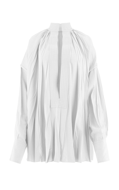 Shop Ferragamo Oversized Silk-organza Tunic Top In White