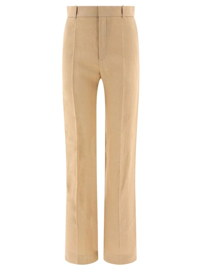 Shop Chloé High-rise Tailored Trousers In Beige