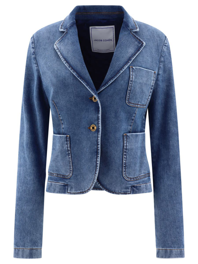 Shop Jacob Cohen Denim Blazer In Blue