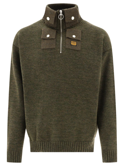 Shop Kapital "8g" Half-zip Sweater In Green