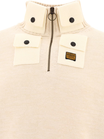 Shop Kapital "8g" Half-zip Sweater In Beige