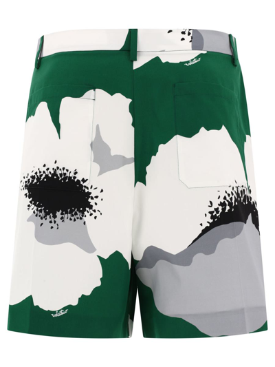 Shop Valentino " Flower Portrait" Printed Shorts In Green