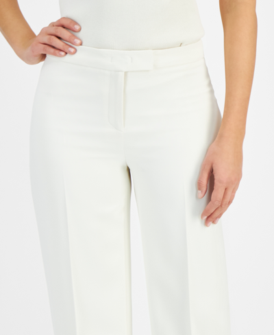 Shop Anne Klein Women's Front-fly Extended-tab Mid Rise Pants In Anne White
