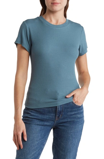 Shop Sweet Romeo Ribbed Short Sleeve T-shirt In Pacific Blue