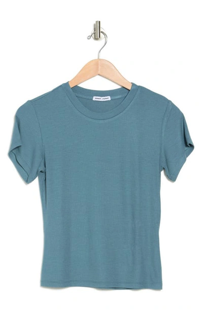 Shop Sweet Romeo Ribbed Short Sleeve T-shirt In Pacific Blue