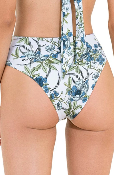 Shop Maaji Botanical Jolie Reversible High Waist Bikini Bottoms In White