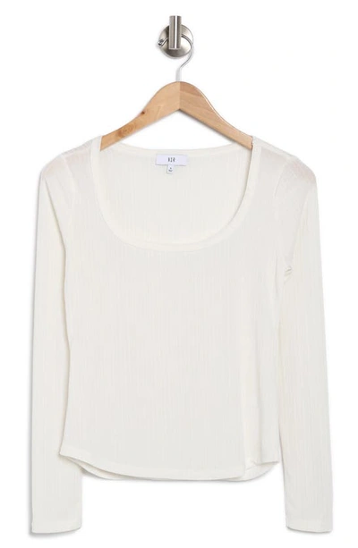 Shop Nsr Long Sleeve Ribbed Crop Top In Ivory