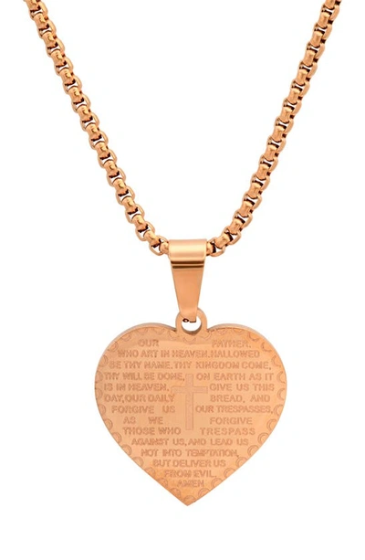 Hmy Jewelry Stainless Steel Prayer Pendant Necklace In Rose