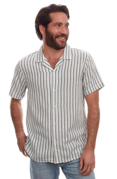 Shop Px Stripe Print Camp Shirt In White