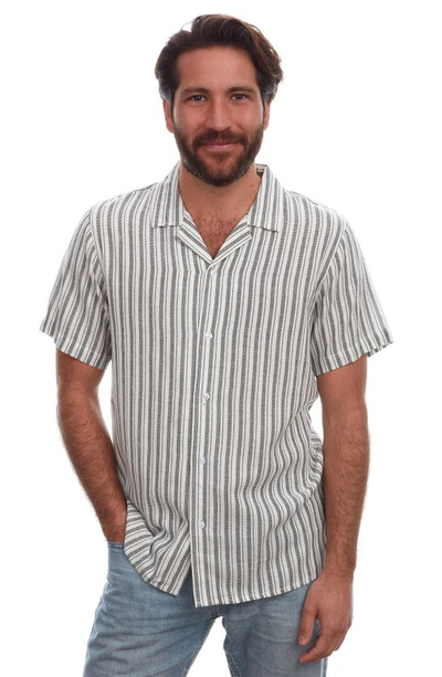 Shop Px Stripe Print Camp Shirt In White