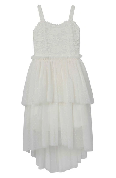 Shop Speechless Kids' Lace & Tiered Tulle Dress In Off White Jm