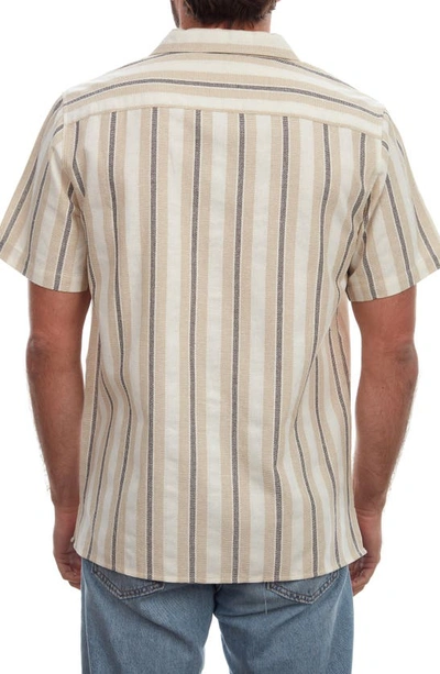 Shop Px Stripe Print Camp Shirt In Tan