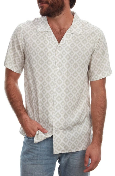 Shop Px Geometric Print Camp Shirt In Cream