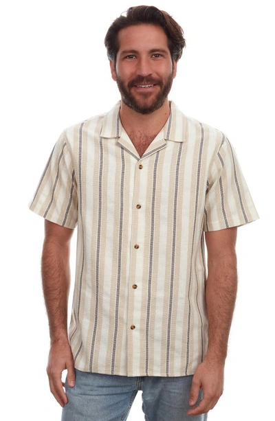 Shop Px Stripe Print Camp Shirt In Tan