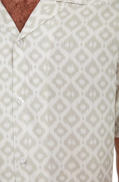 Shop Px Geometric Print Camp Shirt In Cream