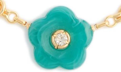 Shop Nakamol Chicago Mix Flower Disc Collar Necklace In Green/gold Mix