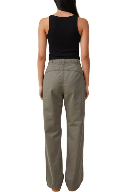 Shop Cotton On Bailey Straight Leg Cotton Twill Pants In Woodland