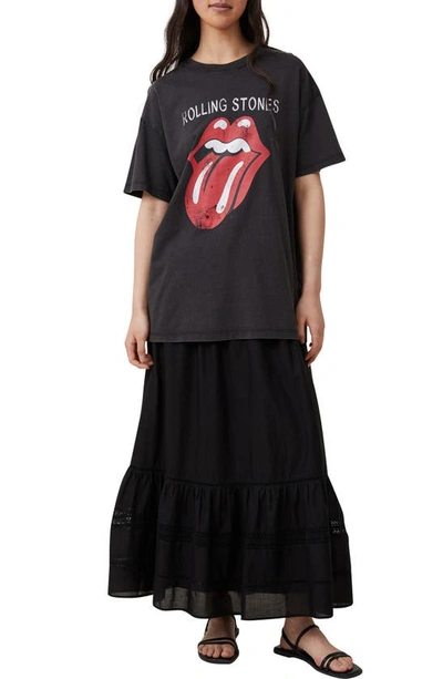 Shop Cotton On Rolling Stones Oversize Graphic T-shirt In Black