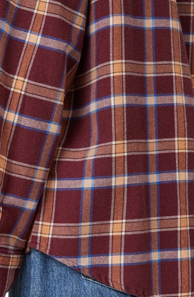 Shop Cotton On Plaid Brushed Cotton Flannel Button-up Shirt In Celest Check Deep Garnet