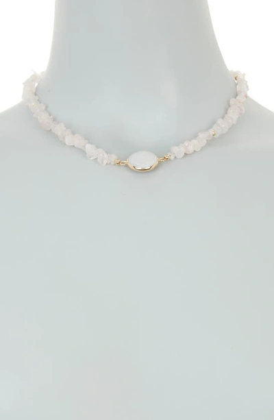 Shop Stephan & Co. Mother-of-pearl & Rose Quartz Beaded Necklace In Gold