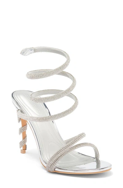 Shop Azalea Wang Sublime Embellished Strap Sandal In Silver