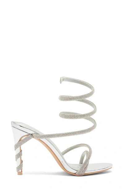 Shop Azalea Wang Sublime Embellished Strap Sandal In Silver