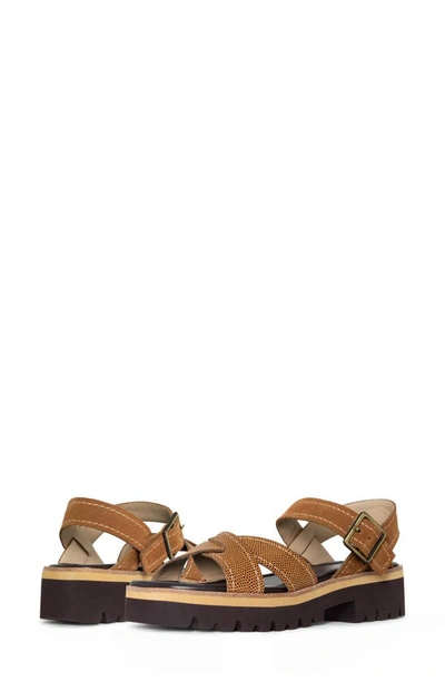 Shop Donald Pliner Lug Sole Slingback Sandal In Saddle