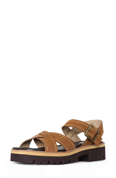 Shop Donald Pliner Lug Sole Slingback Sandal In Saddle