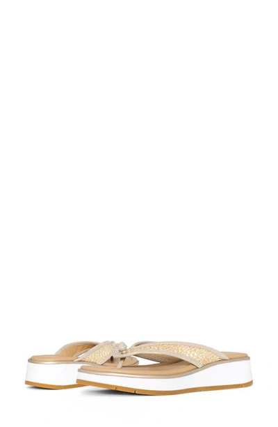 Donald Pliner Thong Wedge Flip Flop In Platino